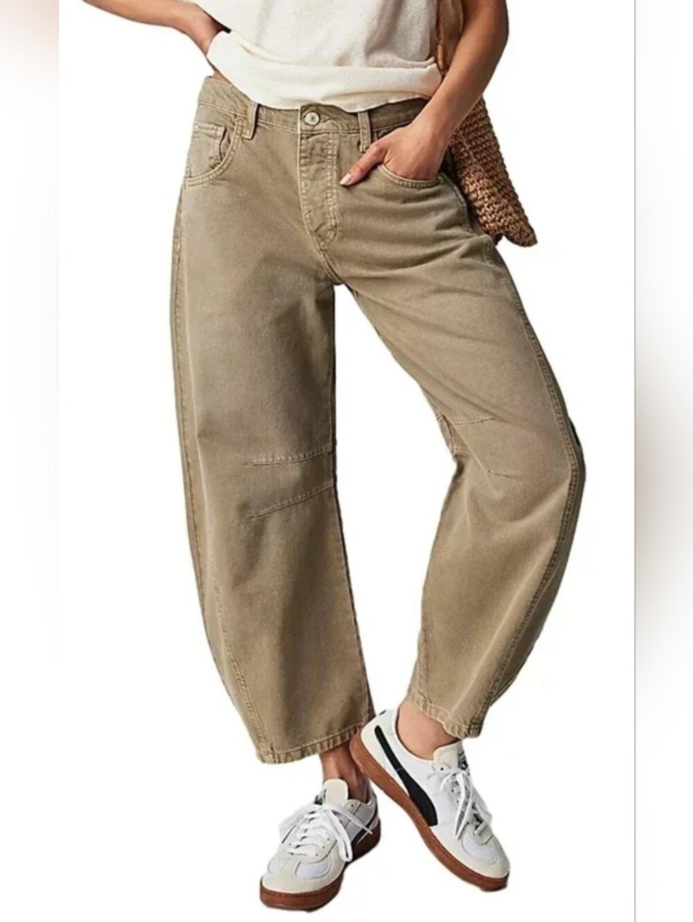 WE THE FREE PEOPLE GOOD LUCK MID RISE BARREL JEANS